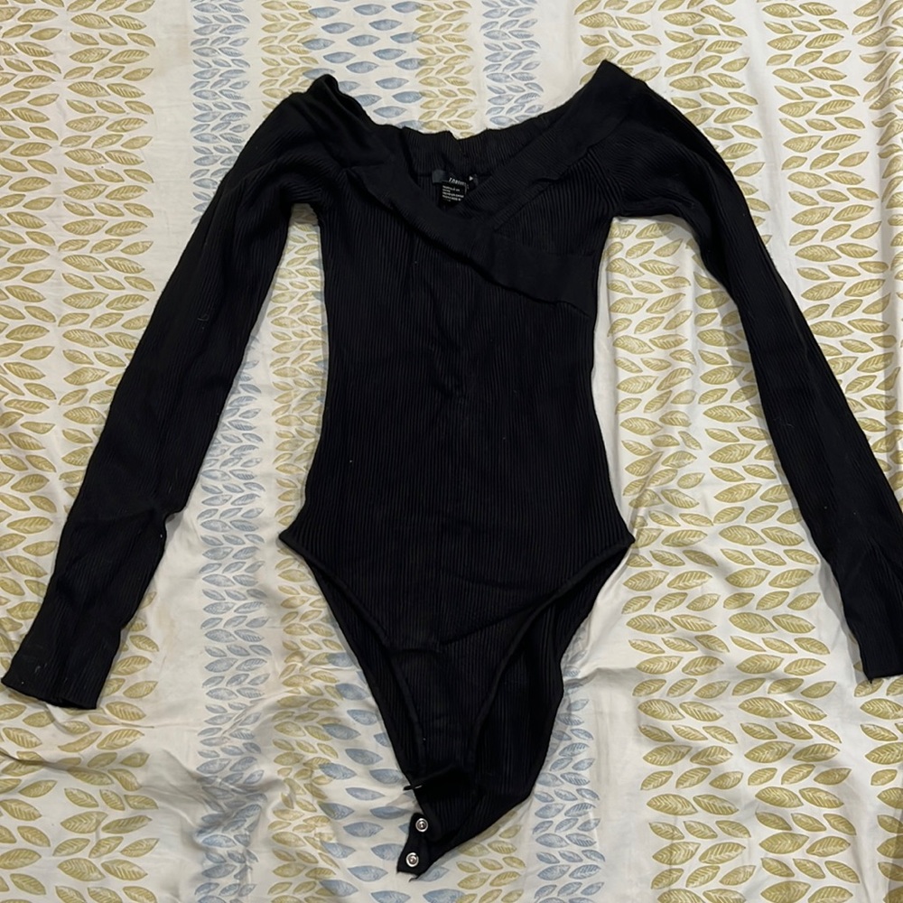 Black off the shoulder body suit